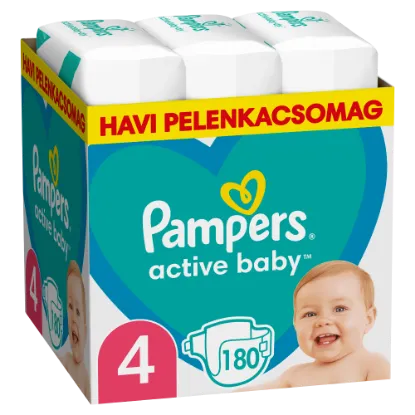 Pampers Active Baby pelenka - havi pelenkacsomag Méret: 4, 180 db Pelenka, 9kg - 14kg termékhez kapcsolódó kép