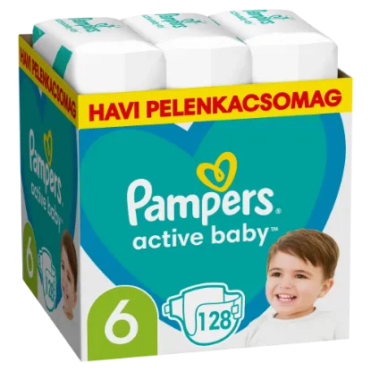 Pampers Active Baby pelenka - havi pelenkacsomag Méret: 6, 128 db Pelenka, 13kg - 18kg termékhez kapcsolódó kép