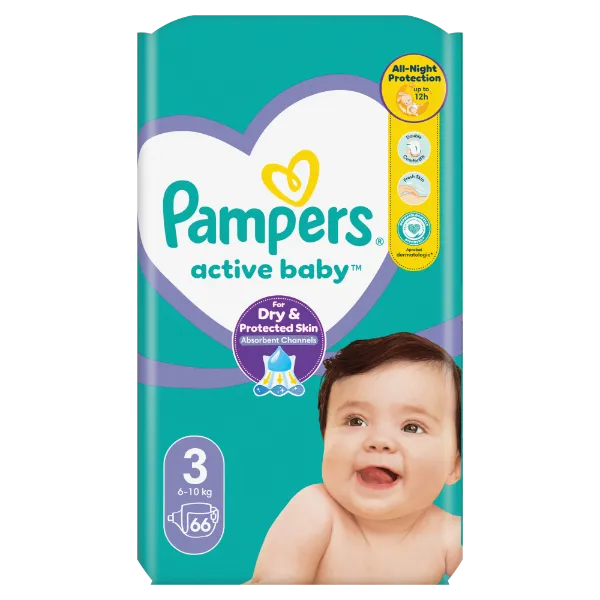 Pampers Active Baby pelenka - Méret: 3, 66 db pelenka, 6kg-10kg termékhez kapcsolódó kép