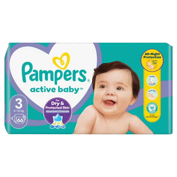 Pampers Active Baby pelenka - Méret: 3, 66 db pelenka, 6kg-10kg termékhez kapcsolódó kép