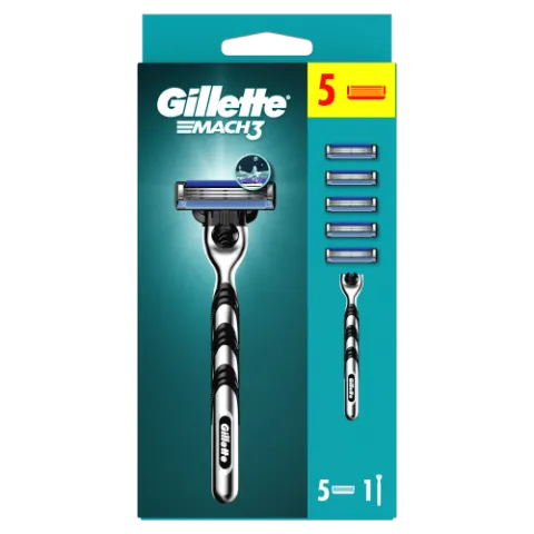 Gillette Mach3 Férfi Borotva, 1 db Gillette Borotva, 5 db Borotvabetét termékhez kapcsolódó kép