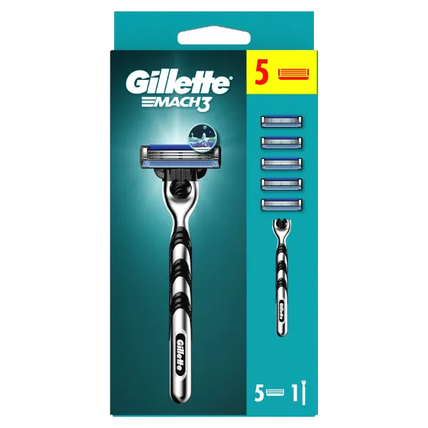 Gillette Mach3 Férfi Borotva, 1 db Gillette Borotva, 5 db Borotvabetét termékhez kapcsolódó kép