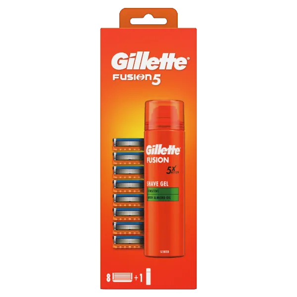 Gillette Fusion5 8 db Férfi Borotvabetét + Sensitive Borotvazselé 200 ml termékhez kapcsolódó kép