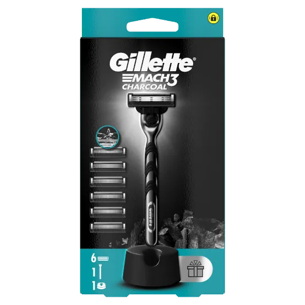 Gillette Mach3 Charcoal Férfi Borotva, 1 db Gillette Borotva, 6 db Borotvabetét termékhez kapcsolódó kép