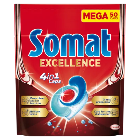 Somat Excellence 4in1 gépi mosogatószer kapszula 50 db 950 g termékhez kapcsolódó kép