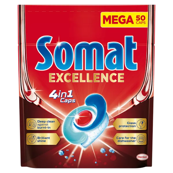 Somat Excellence 4in1 gépi mosogatószer kapszula 50 db 950 g termékhez kapcsolódó kép