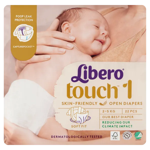 Libero Touch egyszerhasználatos pelenkanadrág, méret: 1, 2-5 kg 22 db termékhez kapcsolódó kép