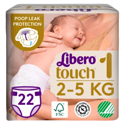 Libero Touch egyszerhasználatos pelenkanadrág, méret: 1, 2-5 kg 22 db termékhez kapcsolódó kép