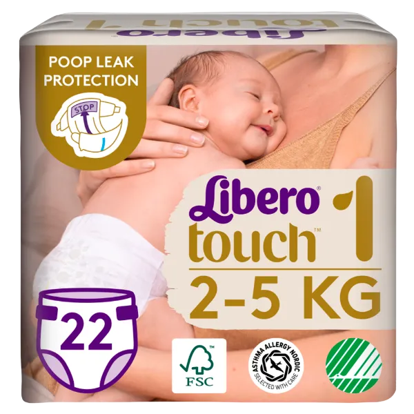 Libero Touch egyszerhasználatos pelenkanadrág, méret: 1, 2-5 kg 22 db termékhez kapcsolódó kép