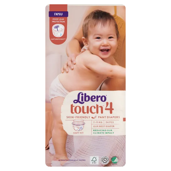 Libero Touch egyszerhasználatos bugyipelenka, méret: 4, 7-11 kg, 34 db termékhez kapcsolódó kép