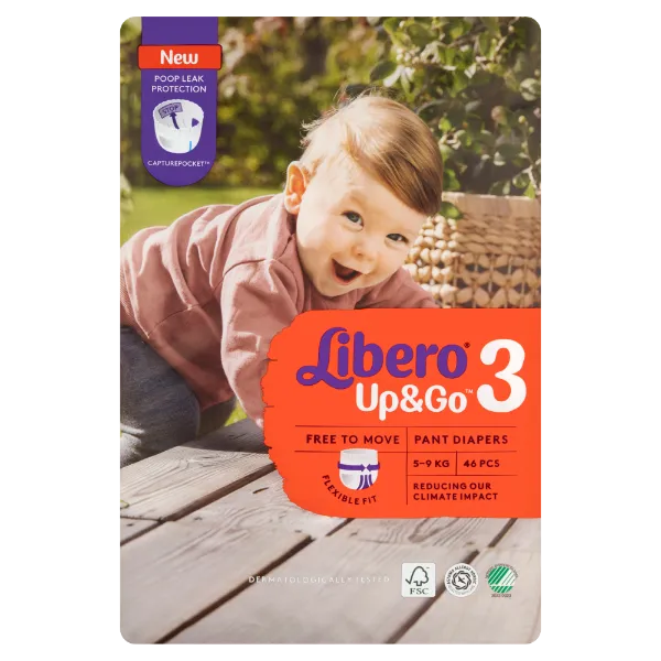 Libero Up&Go egyszerhasználatos bugyipelenka, méret: 3, 5-9 kg, 46 db termékhez kapcsolódó kép