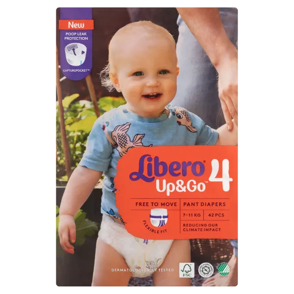 Libero Up&Go egyszerhasználatos bugyipelenka, méret: 4, 7-11 kg, 42 db termékhez kapcsolódó kép