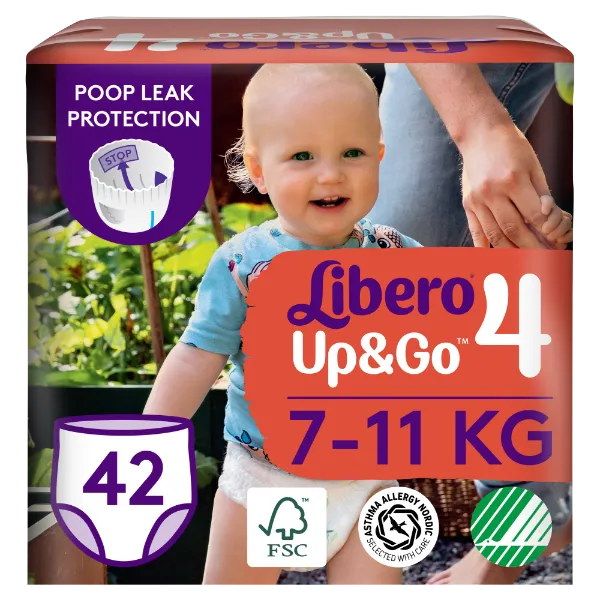 Libero Up&Go egyszerhasználatos bugyipelenka, méret: 4, 7-11 kg, 42 db termékhez kapcsolódó kép