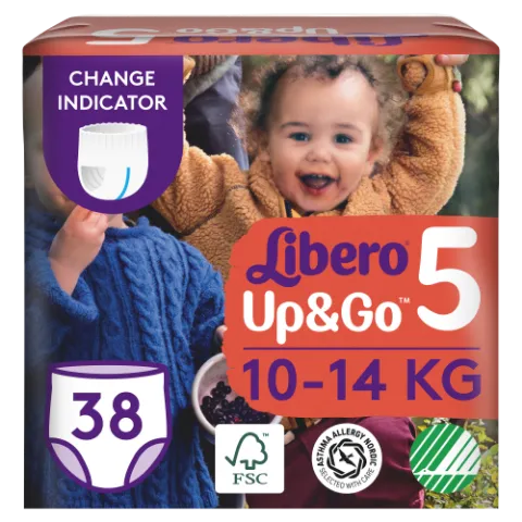 Libero Up&Go egyszerhasználatos bugyipelenka, méret: 5, 10-14 kg, 38 db termékhez kapcsolódó kép