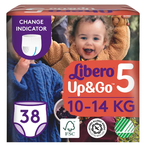 Libero Up&Go egyszerhasználatos bugyipelenka, méret: 5, 10-14 kg, 38 db termékhez kapcsolódó kép