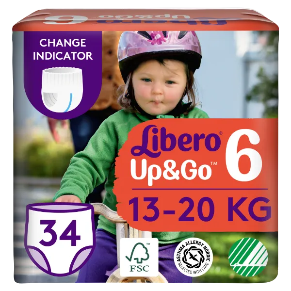 Libero Up&Go egyszerhasználatos bugyipelenka, méret: 6, 13-20 kg, 34 db termékhez kapcsolódó kép