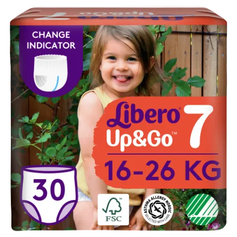 Libero Up&Go egyszerhasználatos bugyipelenka, méret: 7, 16-26 kg, 30 db termékhez kapcsolódó kép