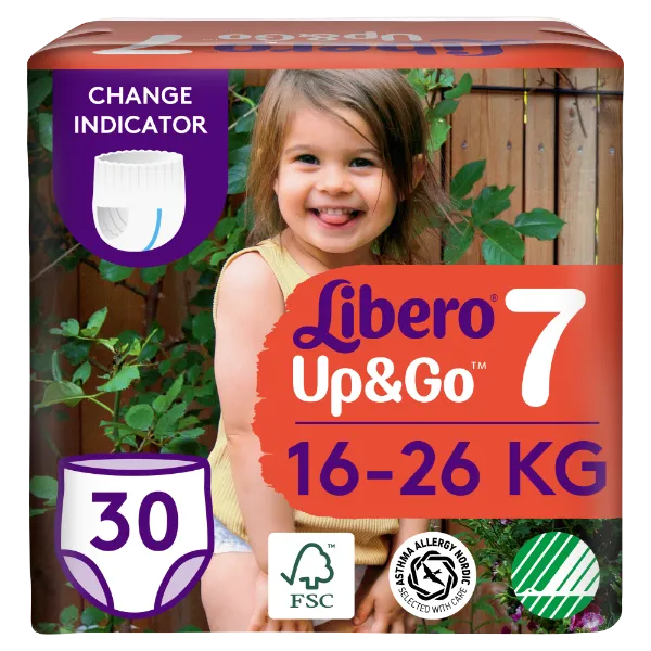 Libero Up&Go egyszerhasználatos bugyipelenka, méret: 7, 16-26 kg, 30 db termékhez kapcsolódó kép