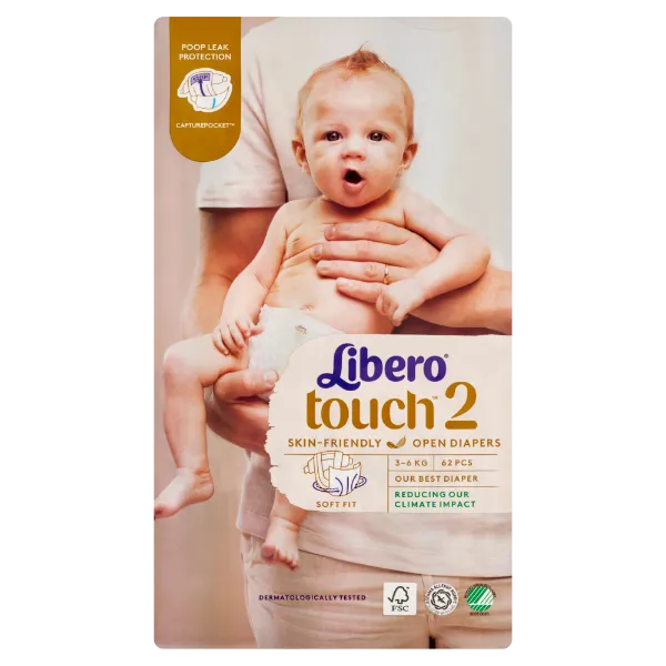 Libero Touch egyszerhasználatos pelenkanadrág, méret: 2, 3-6 kg, 62 db termékhez kapcsolódó kép