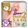 Libero Touch egyszerhasználatos pelenkanadrág, méret: 2, 3-6 kg, 62 db termékhez kapcsolódó kép