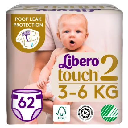 Libero Touch egyszerhasználatos pelenkanadrág, méret: 2, 3-6 kg, 62 db termékhez kapcsolódó kép