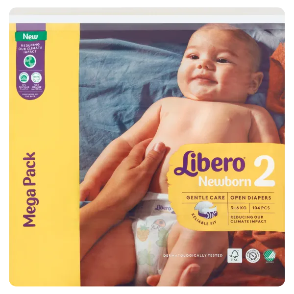 Libero Newborn egyszerhasználatos pelenkanadrág, méret: 2, 3-6 kg, 104 db termékhez kapcsolódó kép