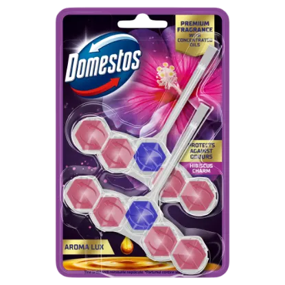 Domestos Aroma Lux Hibiscus Charm WC frissítő blokk 2 x 50 g termékhez kapcsolódó kép
