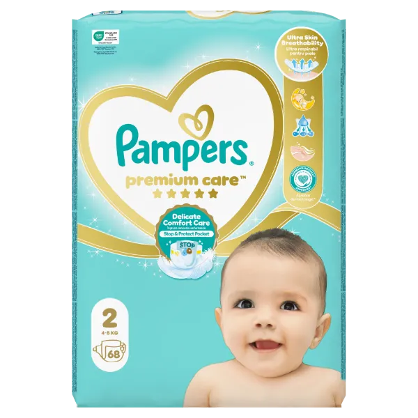 Pampers Premium Care Pelenka, 2 Méret, 68 db, 4kg-8kg termékhez kapcsolódó kép