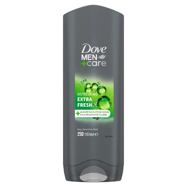 Dove Men+Care Refreshing Extra Fresh tusfürdő testre, arcra, hajra  250 ml termékhez kapcsolódó kép