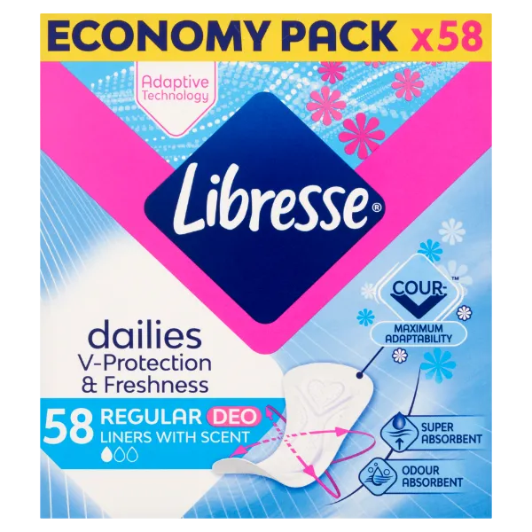 Libresse  Dailies V-Protection & Freshness Regular Deo illatosított tisztasági betét 58 db termékhez kapcsolódó kép
