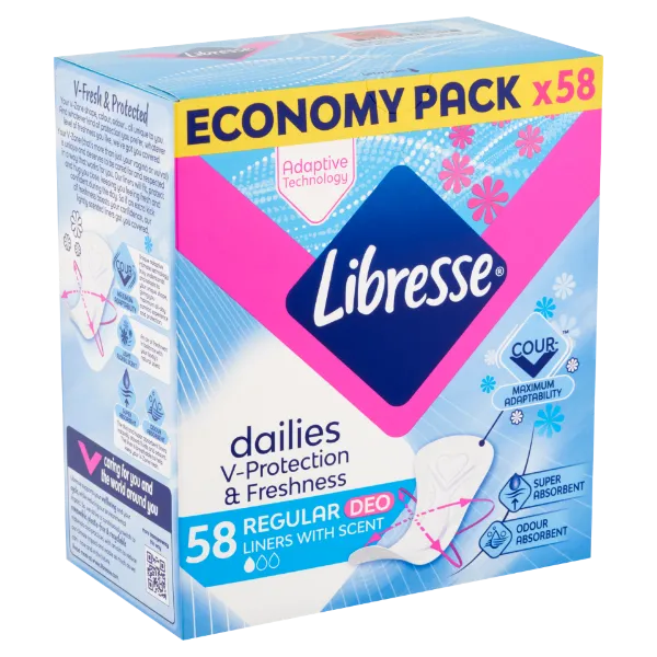 Libresse  Dailies V-Protection & Freshness Regular Deo illatosított tisztasági betét 58 db termékhez kapcsolódó kép