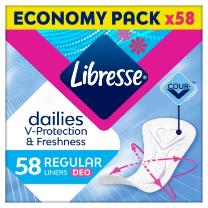 Libresse  Dailies V-Protection & Freshness Regular Deo illatosított tisztasági betét 58 db termékhez kapcsolódó kép