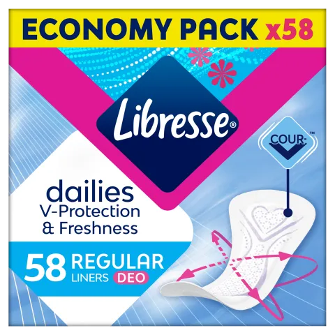 Libresse  Dailies V-Protection & Freshness Regular Deo illatosított tisztasági betét 58 db termékhez kapcsolódó kép
