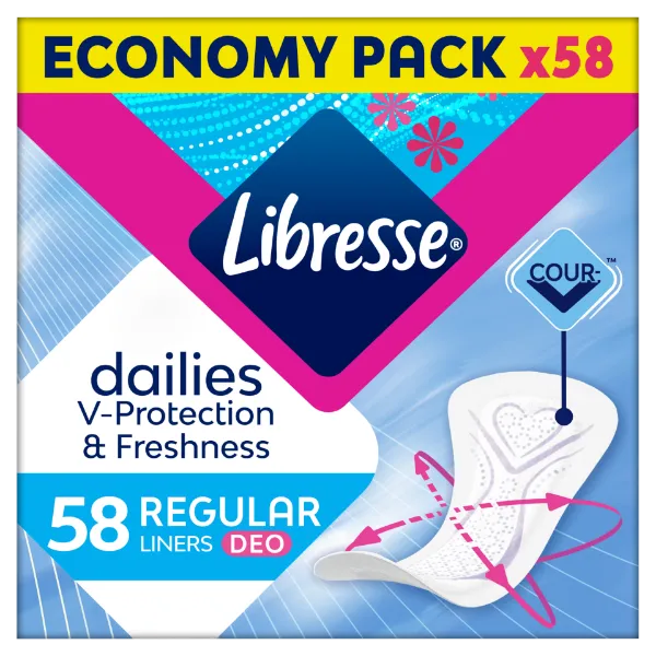 Libresse  Dailies V-Protection & Freshness Regular Deo illatosított tisztasági betét 58 db termékhez kapcsolódó kép