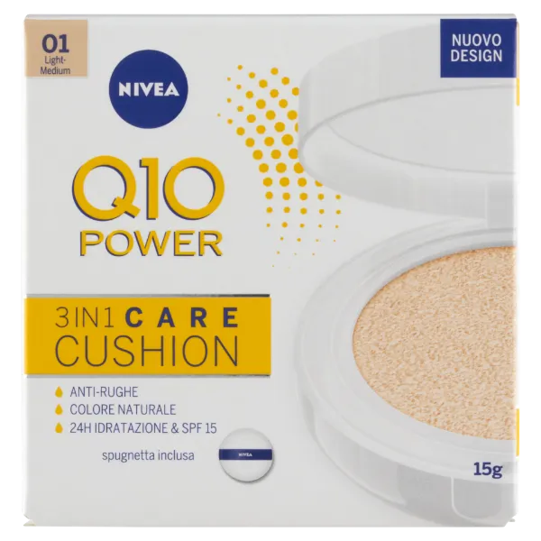 NIVEA Q10 Power Cushion 01 Light Medium 3 az 1-ben alapozó SPF 15 15 g termékhez kapcsolódó kép