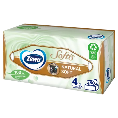 Zewa Softis Natural Soft dobozos papír zsebkendő 4 rétegű 80 db termékhez kapcsolódó kép