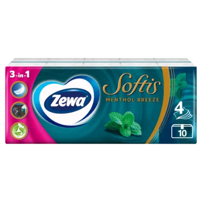 Zewa Softis Menthol Breeze illatosított papír zsebkendő 4 rétegű 10 x 9 db termékhez kapcsolódó kép