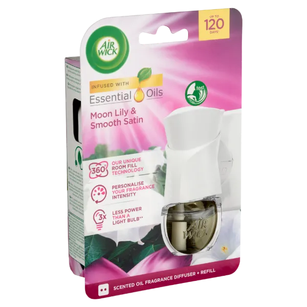 Air Wick Bársonyos Szatén és Éji Liliom elektromos légfrissítő készülék & utántöltő 19 ml termékhez kapcsolódó kép
