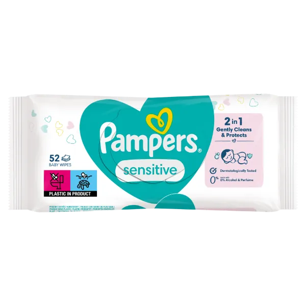 Pampers Sensitive Nedves Törlőkendő, 1 Csomag = 52 db termékhez kapcsolódó kép