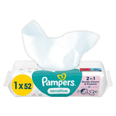 Pampers Sensitive Nedves Törlőkendő, 1 Csomag = 52 db termékhez kapcsolódó kép