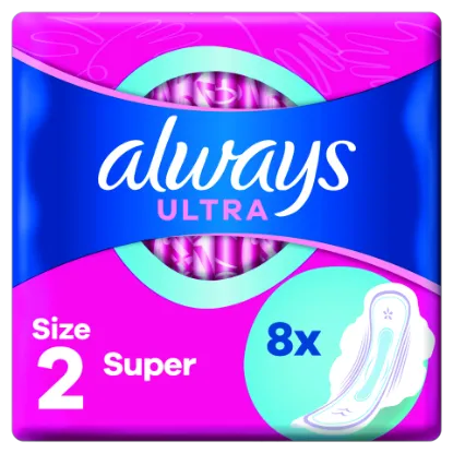 Always Ultra Super (2-es méret) Szárnyas Egészségügyi Betét, 8 Db termékhez kapcsolódó kép