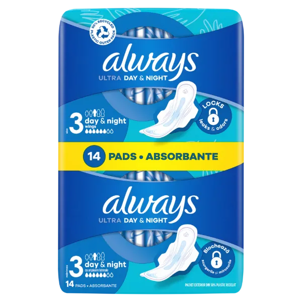 Always Ultra Day & Night (3-as méret) Szárnyas Egészségügyi Betét, 14 Db termékhez kapcsolódó kép
