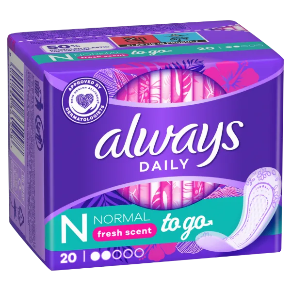 Always Dailies Normal To Go Fresh Tisztasági Betét, 20 db termékhez kapcsolódó kép