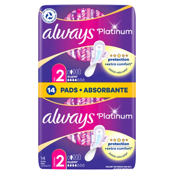 Always Platinum Super (2-es méret) Szárnyas Egészségügyi Betét, 14 db termékhez kapcsolódó kép