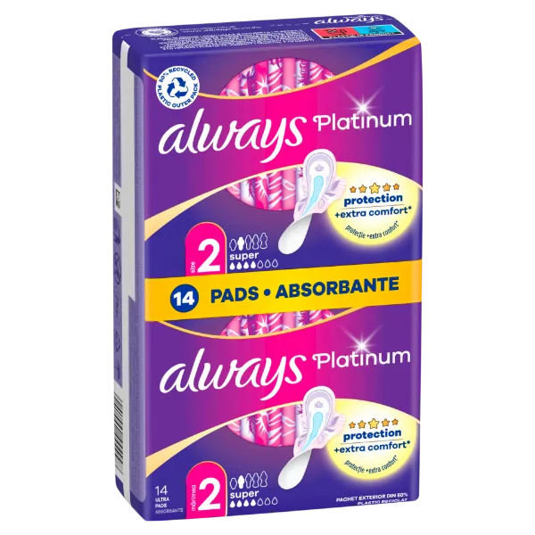 Always Platinum Super (2-es méret) Szárnyas Egészségügyi Betét, 14 db termékhez kapcsolódó kép