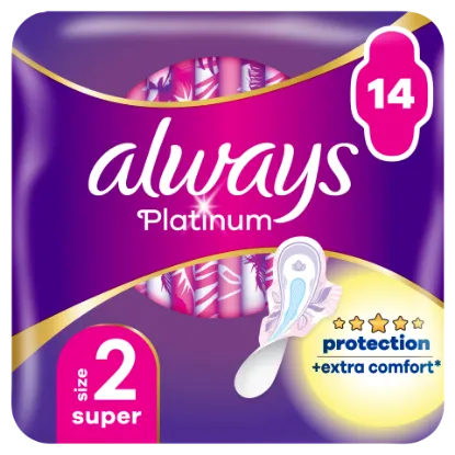 Always Platinum Super (2-es méret) Szárnyas Egészségügyi Betét, 14 db termékhez kapcsolódó kép