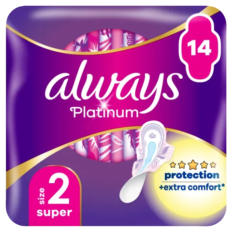 Always Platinum Super (2-es méret) Szárnyas Egészségügyi Betét, 14 db termékhez kapcsolódó kép