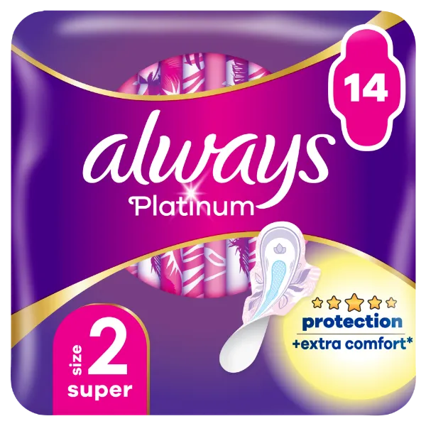Always Platinum Super (2-es méret) Szárnyas Egészségügyi Betét, 14 db termékhez kapcsolódó kép