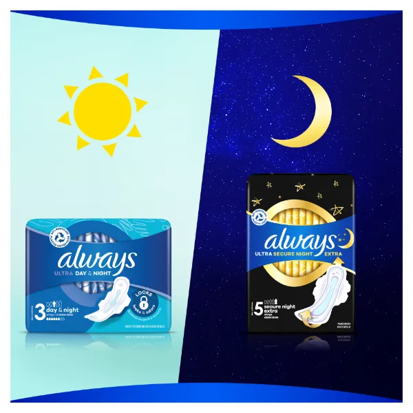 Always Ultra Day & Night (3-as méret) Szárnyas Egészségügyi Betét, 28 Db termékhez kapcsolódó kép