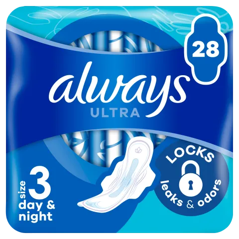 Always Ultra Day & Night (3-as méret) Szárnyas Egészségügyi Betét, 28 Db termékhez kapcsolódó kép